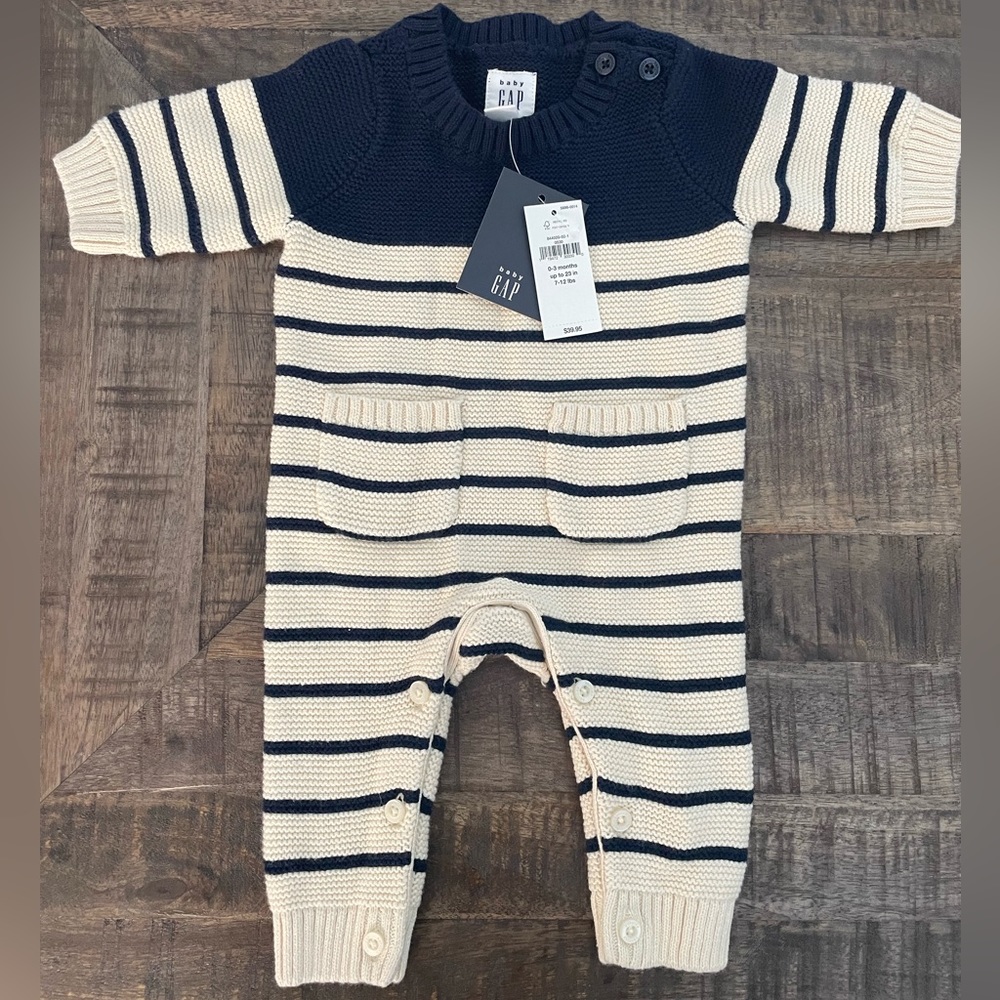 Gap, Knit Sweater Onesie, Baby Boy, 0-3 Months, NWT, Smoke-free, Pet-free Home